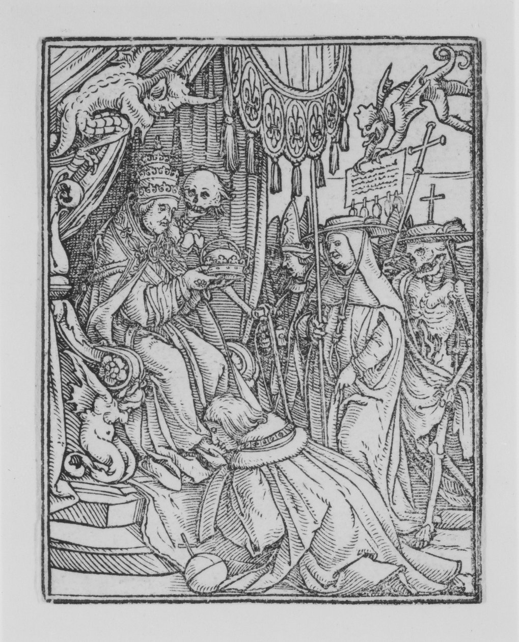 De Paus, uit De Dans van de Dood, ca. 1526, gepubliceerd 1538 door Hans Lützelburger
