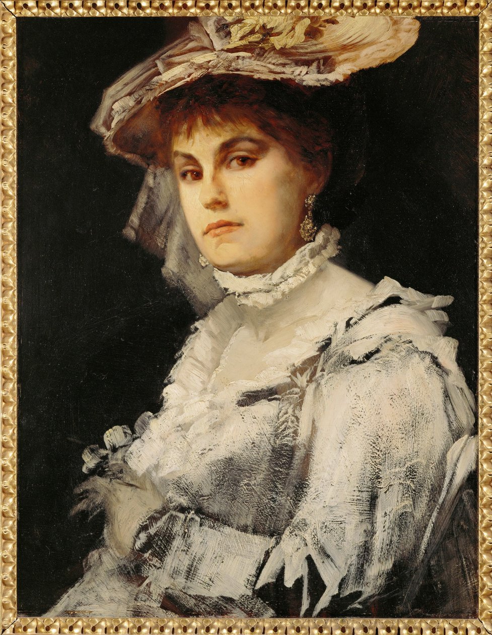 Amalie Makart, eerste vrouw van de schilder ... (schilderij op hout) door Hans Makart