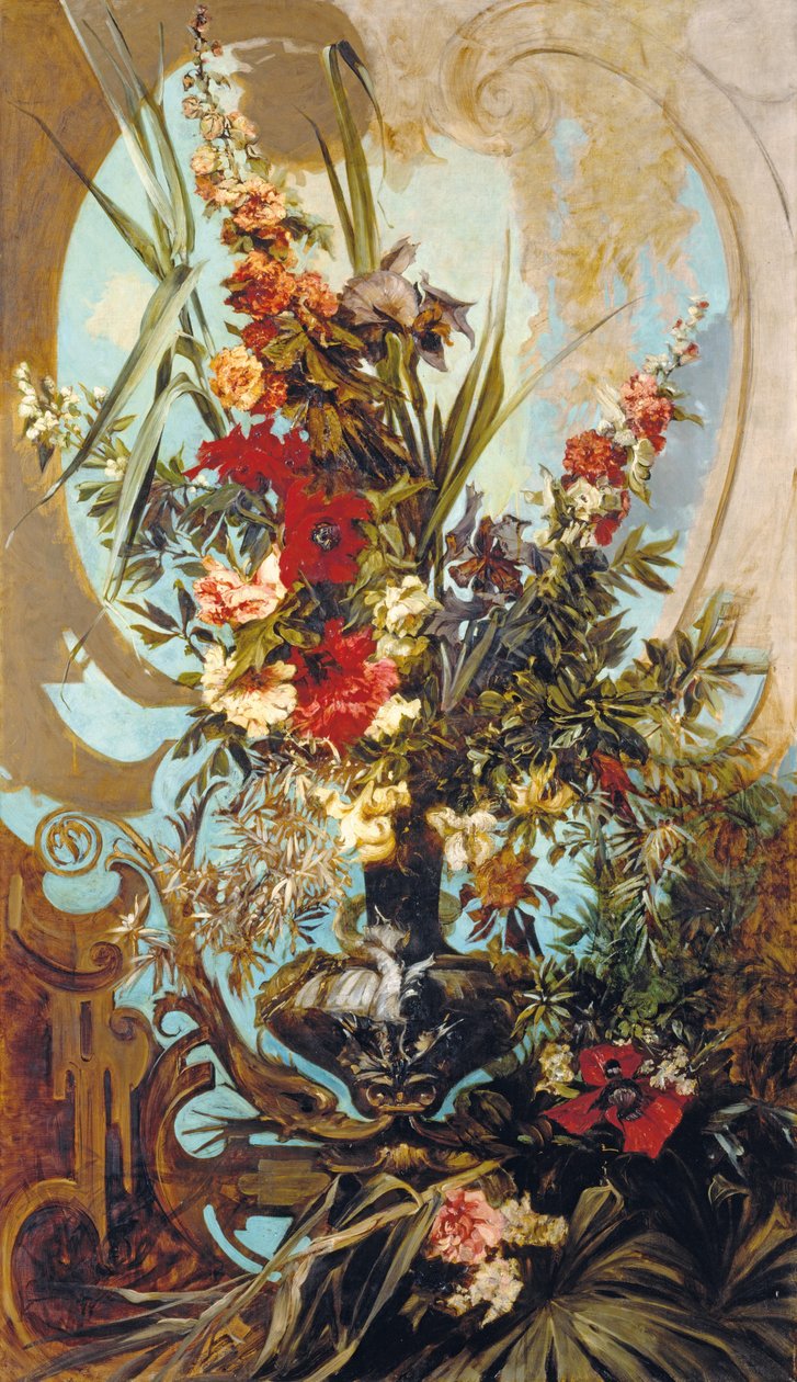 Decoratief boeket bloemen door Hans Makart