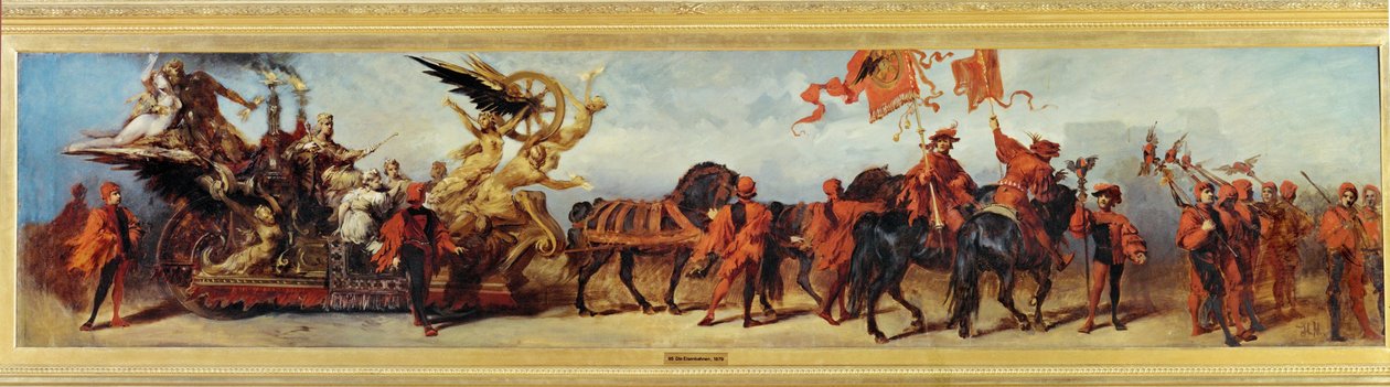 Die Eisenbahnen - De spoorwegen, schets voor de jubileumrede 1879 ... (schilderij op doek) door Hans Makart