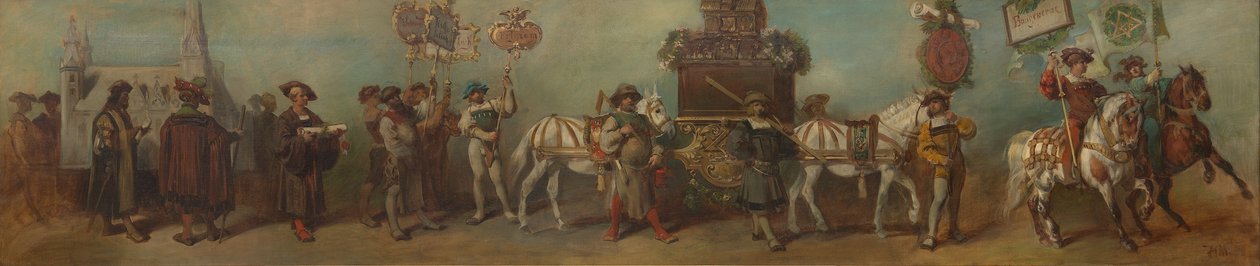 Ontwerp voor de feeststoet van 1879 - Het bouwbedrijf door Hans Makart