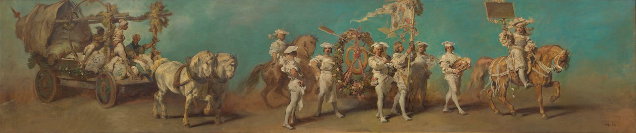 Ontwerp voor de feeststoet van 1879 - De molenaars en bakkers door Hans Makart