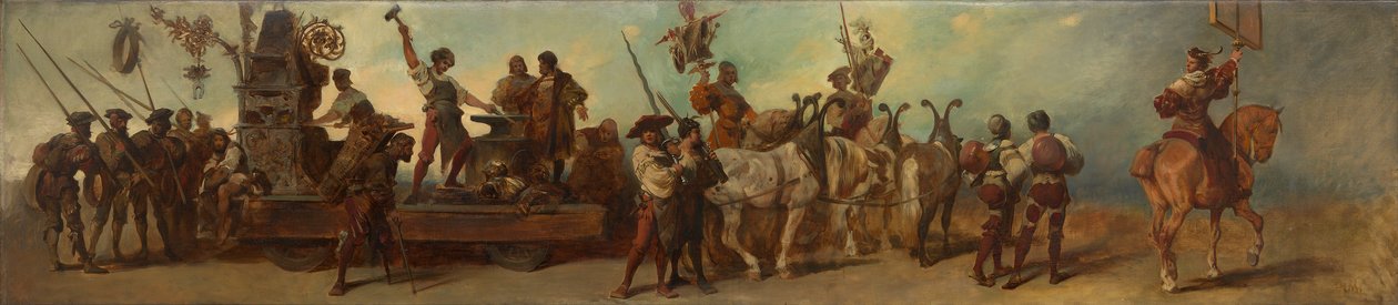 Ontwerp voor de feeststoet van 1879 - De smidse door Hans Makart