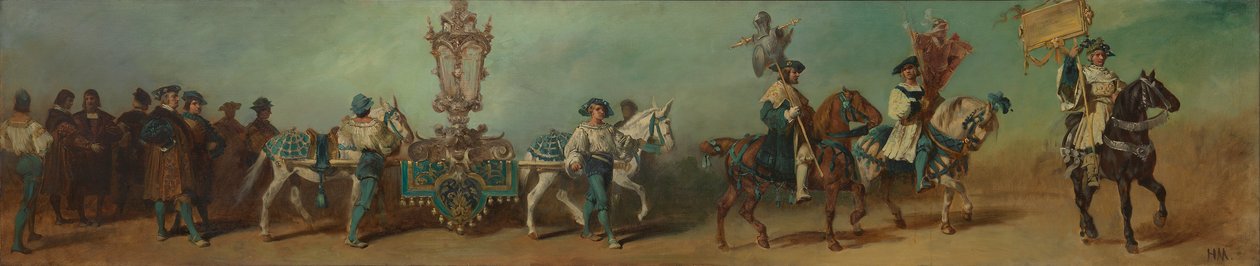 Ontwerp voor de feeststoet van 1879 - De blikslagers door Hans Makart