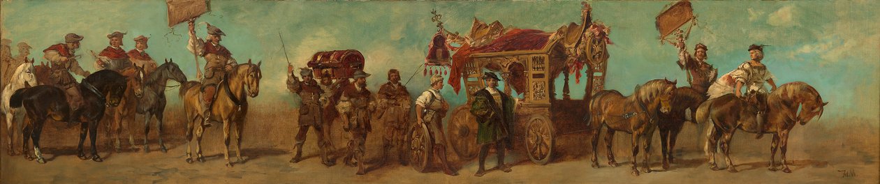 Ontwerp voor de feeststoet van 1879 - De wagenmakers, zadelmakers, riemenmakers en tassenmakers door Hans Makart
