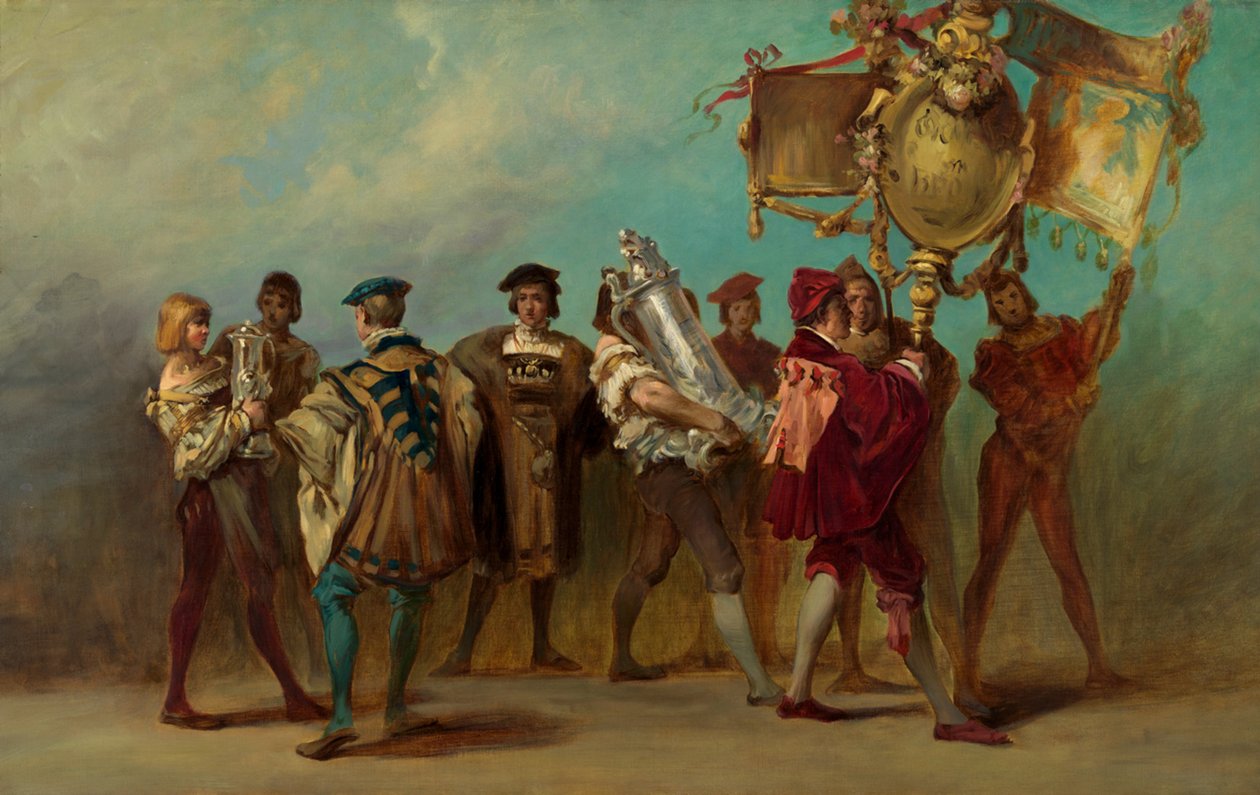 Ontwerp voor de feeststoet van 1879 - graveurs en bronsgieters door Hans Makart