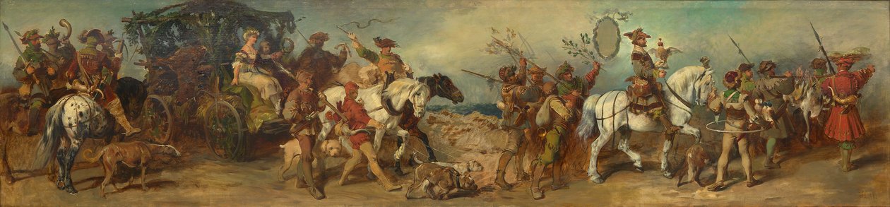 Ontwerp voor de optocht van 1879 – Jachtgroep met prooivrachtwagen door Hans Makart