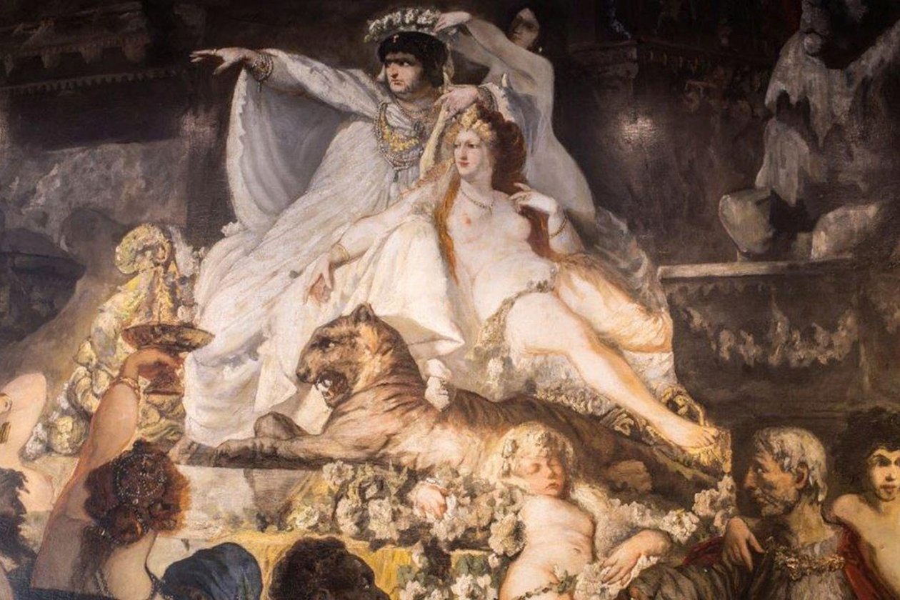 Duits: Nero bij de verbranding van Rome door Hans Makart