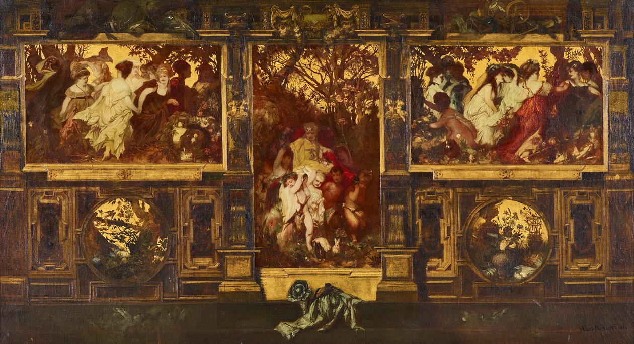 Moderne amouretten – Ontwerp voor decoratie van een muur door Hans Makart