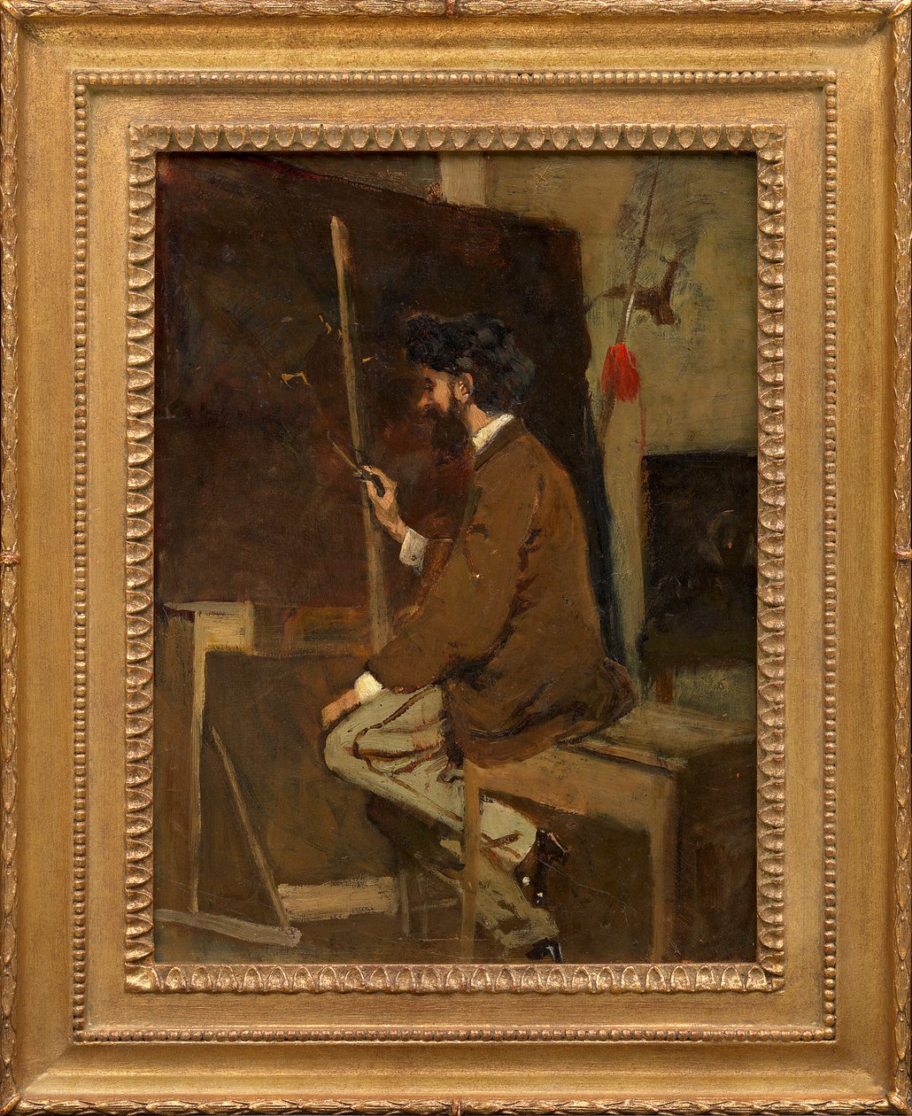 Zelfportret van Hans Makart voor een ezel door Hans Makart