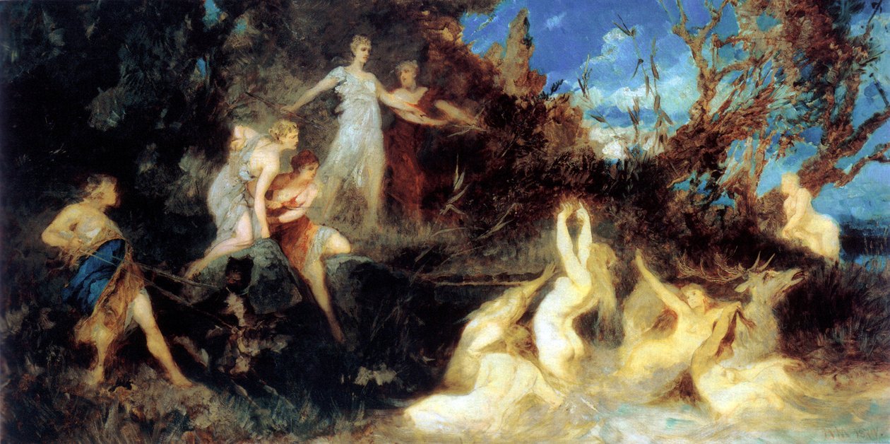 De Jacht van Diana, studie door Hans Makart