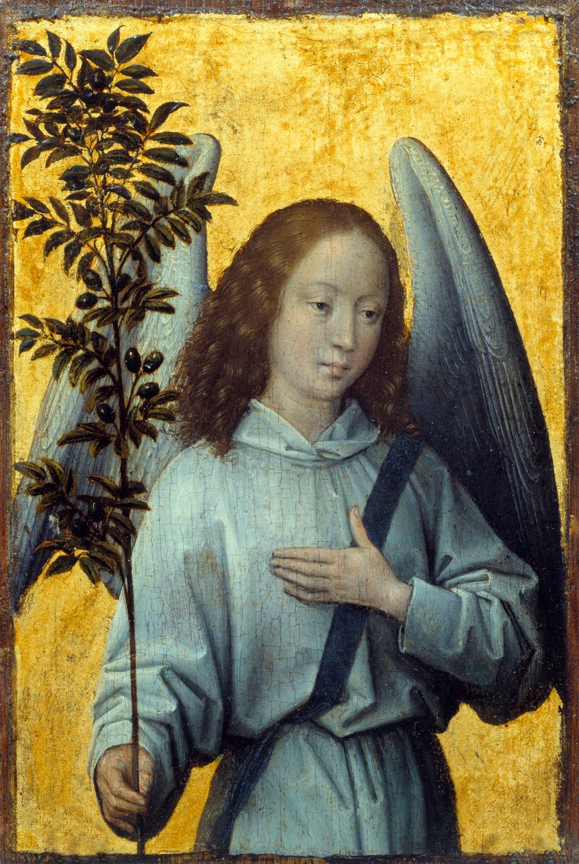 Engel met een olijftak door Hans Memling
