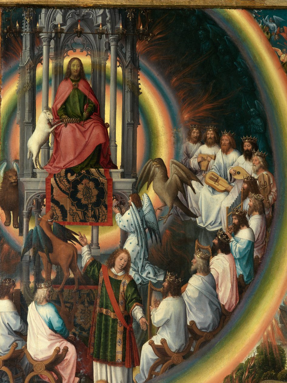 Detail (rechterpaneel van het drieluik van Sint Jan de Doper en Sint Jan de Evangelist) door Hans Memling