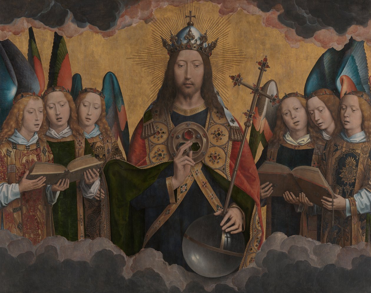 God de Vader met zingende engelen door Hans Memling
