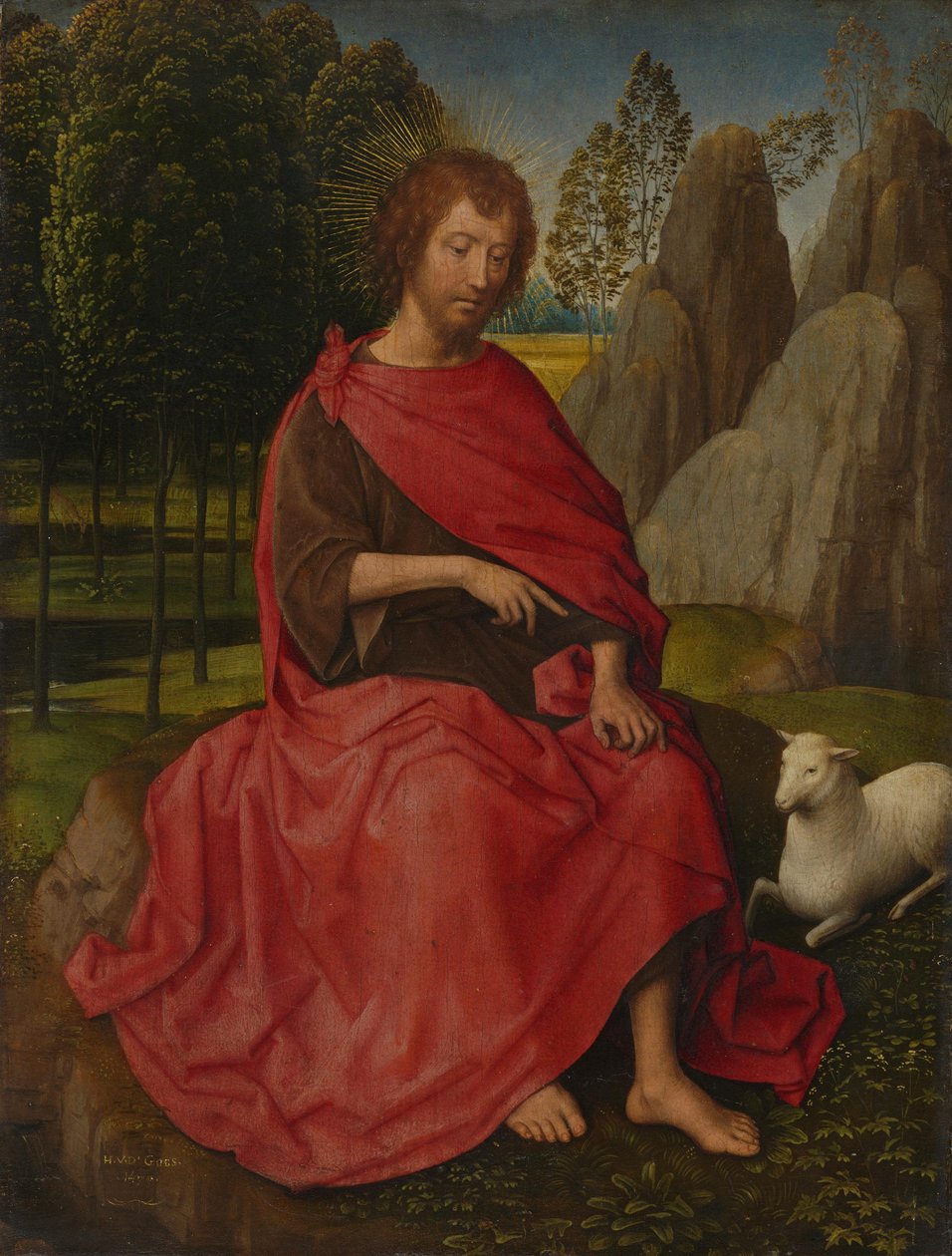 Johannes de Doper
(Achterkant: doodshoofd) door Hans Memling