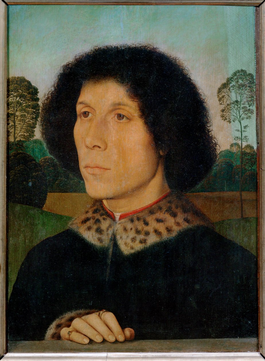 Portret reu met liggend (hijgend) door Hans Memling