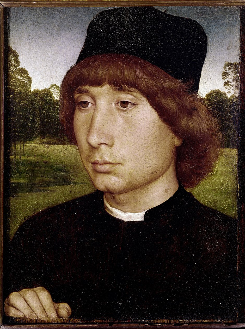 Portret van een jonge man door Hans Memling