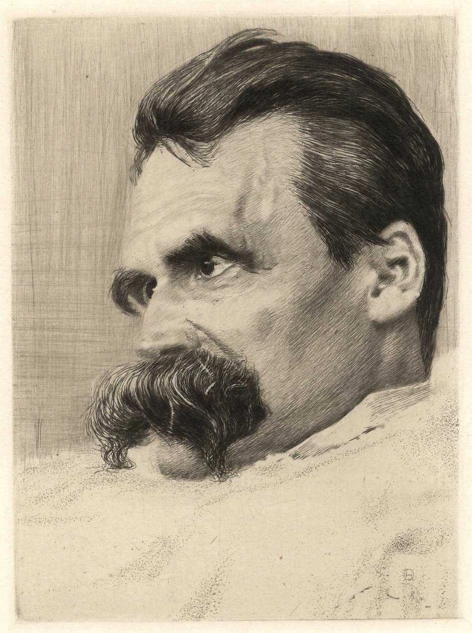 Portret van Friedrich Nietzsche, Duitse filosoof door Hans Olde