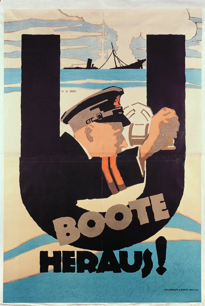 Duitse Eerste Wereldoorlog poster, U BOOTE HERAUS