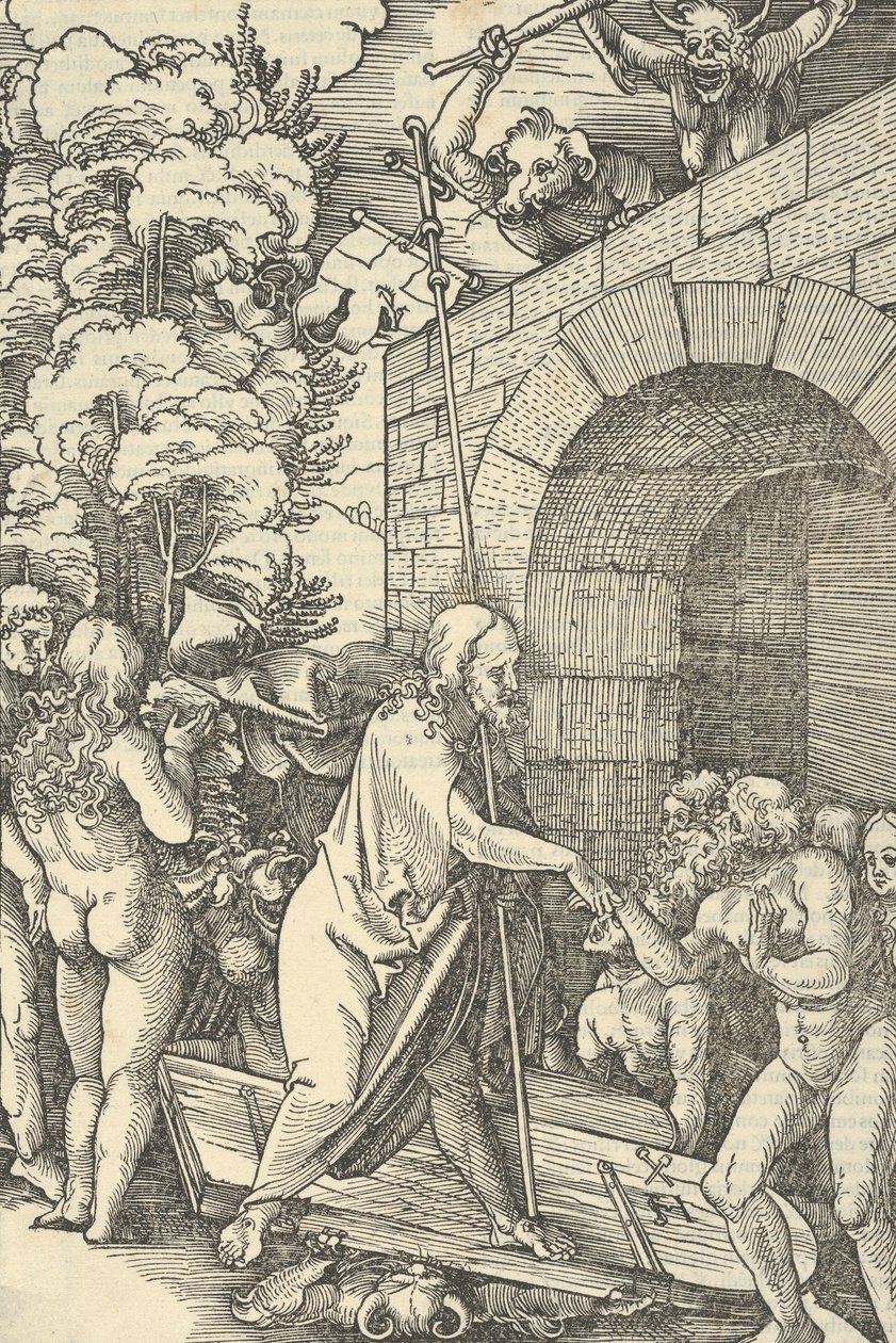 Christus in Limbo, uit Speculum passionis domini nostri Ihesu Christi, 1507 door Hans Schäufelein the Elder