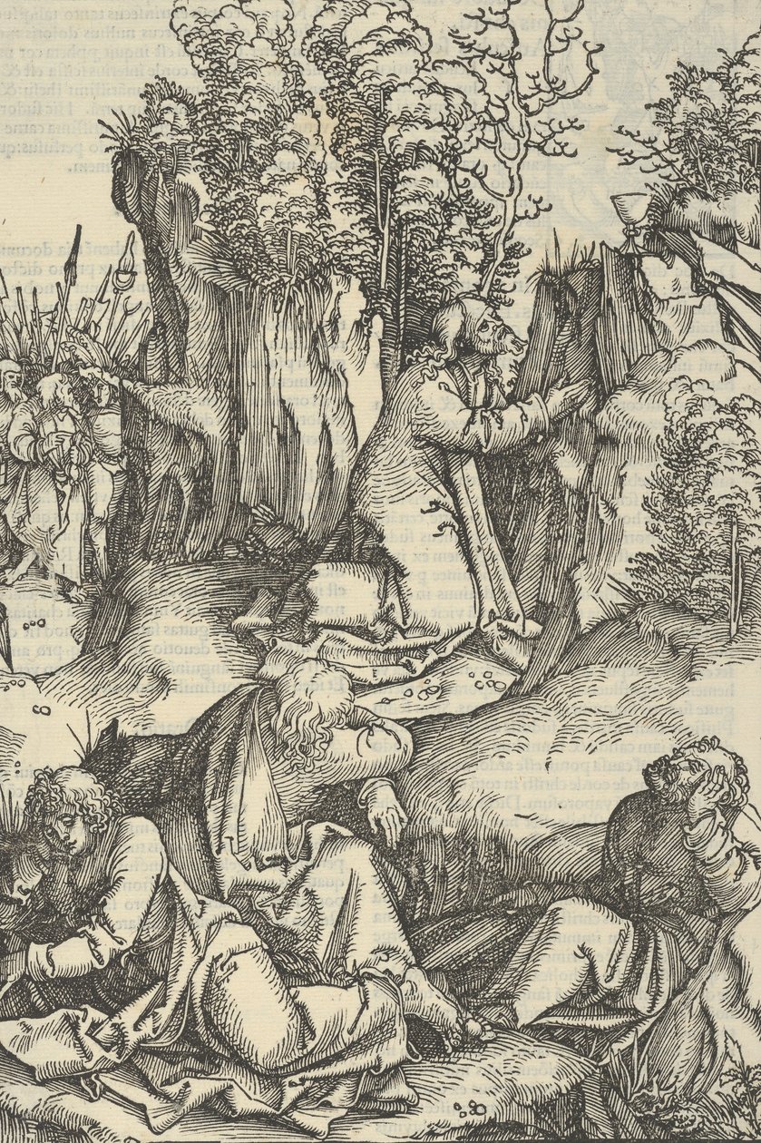 De Agonie in de Tuin, uit Speculum passionis domini nostri Ihesu Christi, 1507 door Hans Schäufelein the Elder