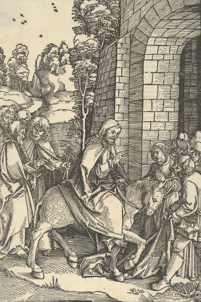 De intocht in Jeruzalem, uit Speculum passionis domini nostri Ihesu Christi door Hans Schäufelein the Elder