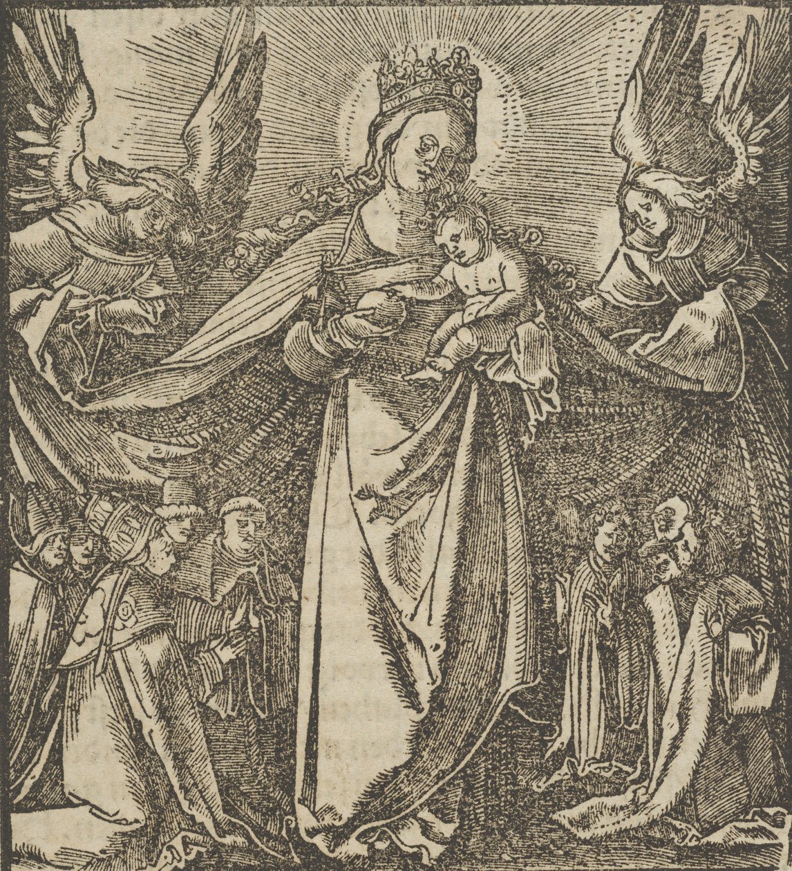 De Madonna van Barmhartigheid, uit Hymmelwagen auff dem, wer wol leeft..., 1517 door Hans Schäufelein the Elder