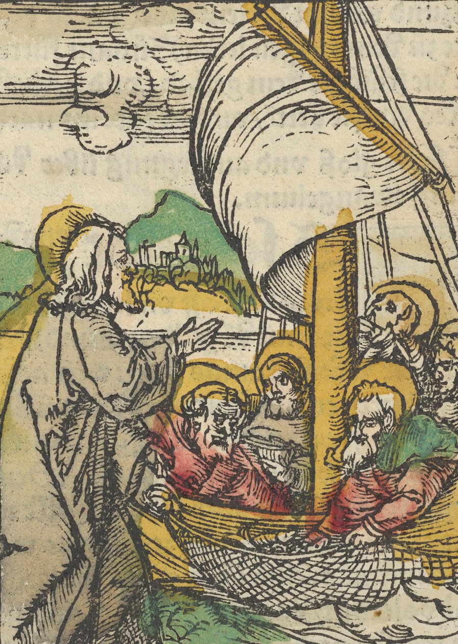 De tweede visvangst door Sint-Pieter, uit Das Plenarium door Hans Schäufelein the Elder