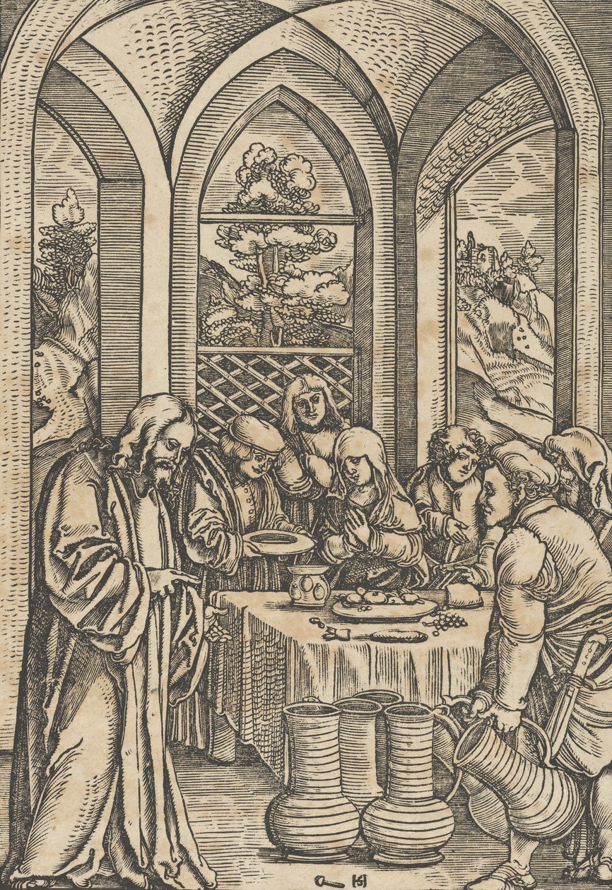 De Bruiloft te Kana, uit Het Leven van Christus door Hans Schäufelein the Elder