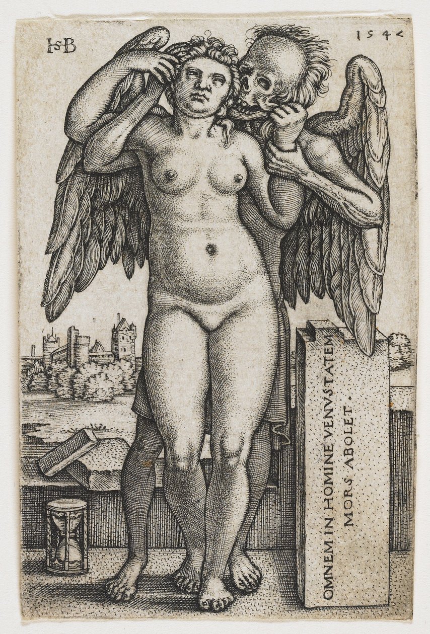 De dood grijpt een vrouw door Hans Sebald Beham