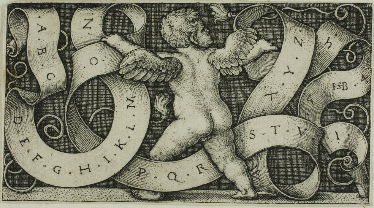 Genie met het alfabet door Hans Sebald Beham