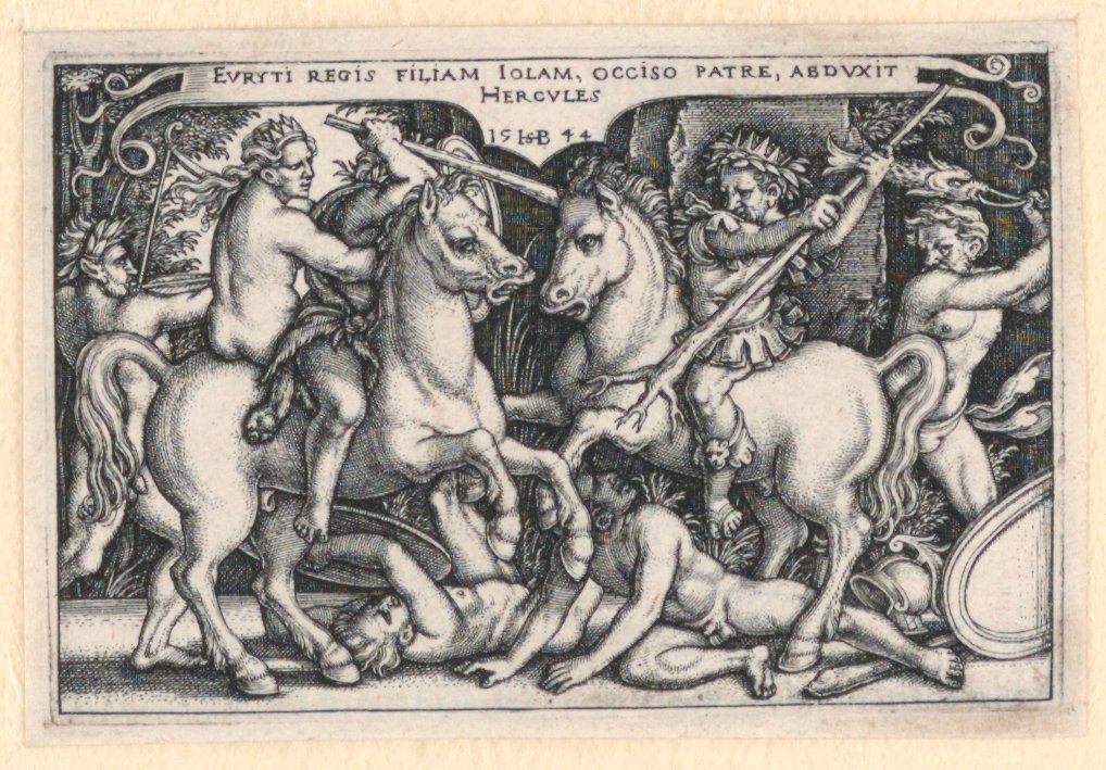 Hercules ontvoert Iole door Hans Sebald Beham