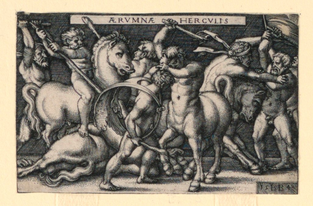 Hercules vecht tegen de Centauren door Hans Sebald Beham
