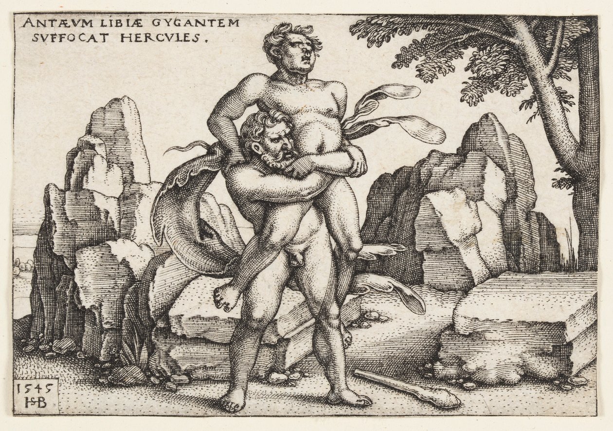 Hercules en Antaeus door Hans Sebald Beham