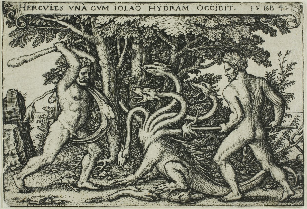 Hercules en de Hydra, uit De werken van Hercules door Hans Sebald Beham