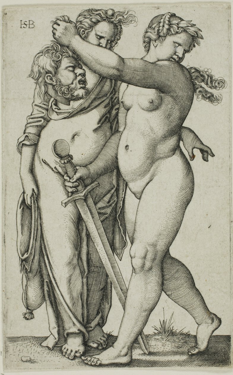 Judith loopt naar links, en haar bediende door Hans Sebald Beham
