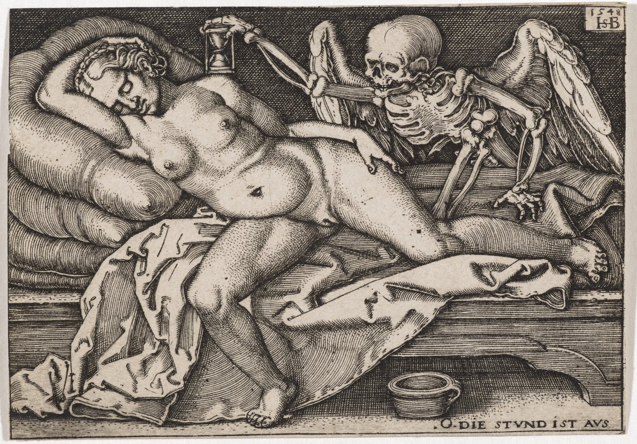 Slapend meisje en de Dood, 1548 door Hans Sebald Beham