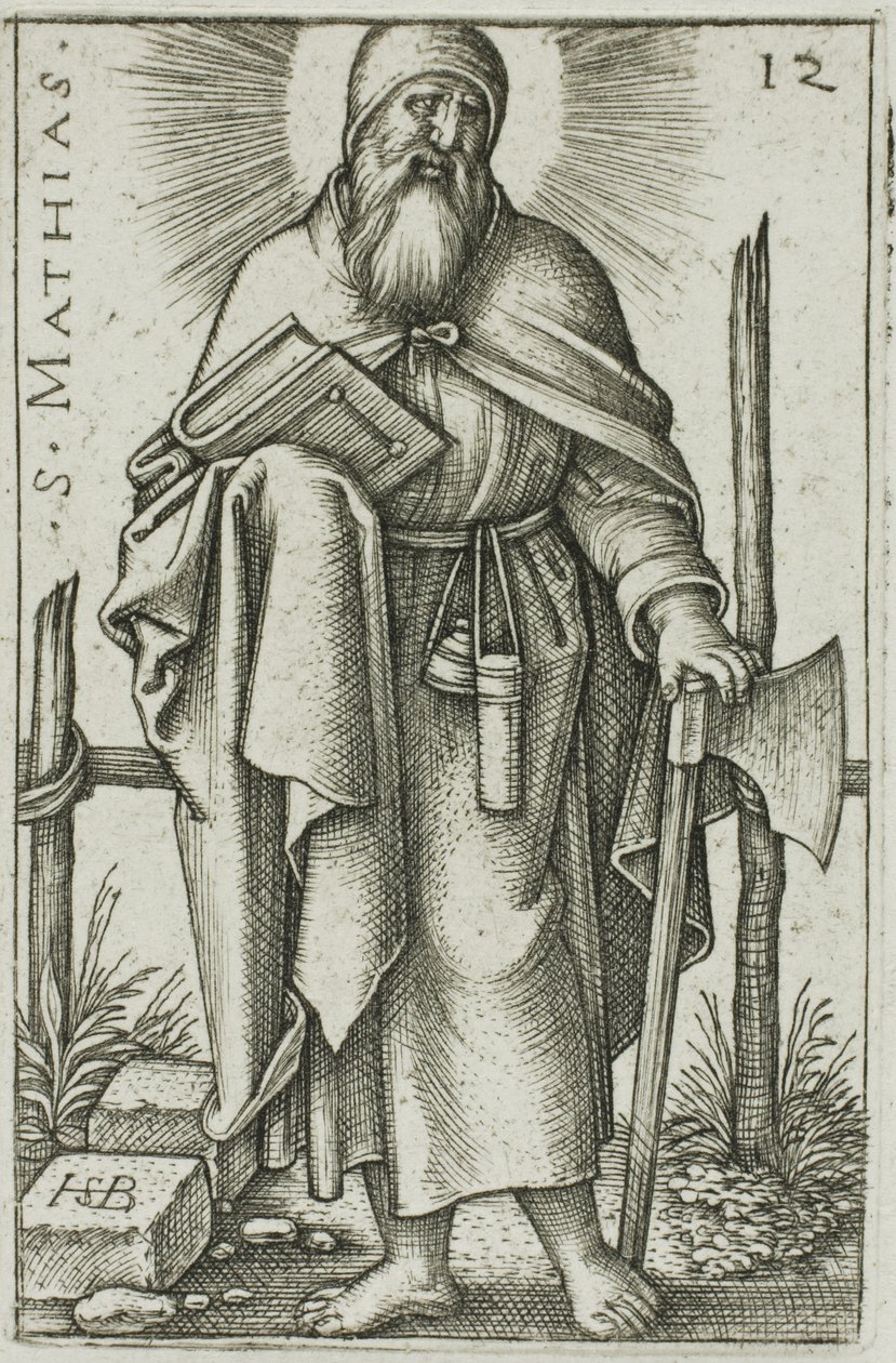 St. Matthias, plaat 12 uit De twaalf apostelen door Hans Sebald Beham