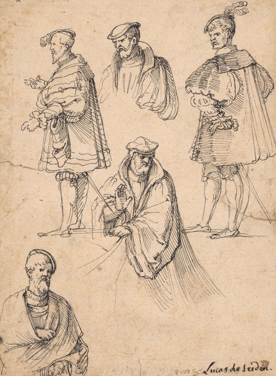 Studieblad met figuren door Hans Sebald Beham
