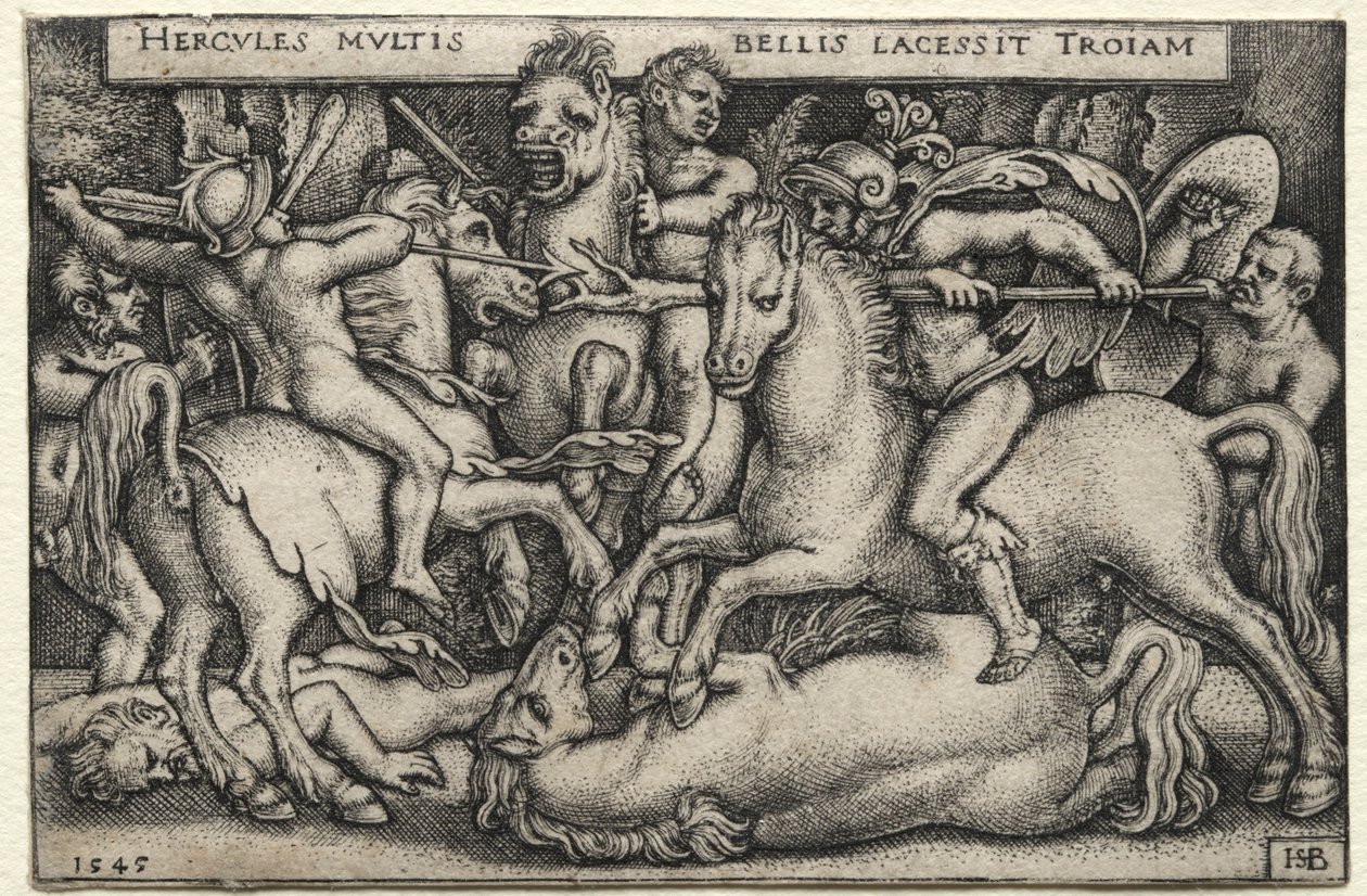 De Werken van Hercules: Hercules Verovert Troje door Hans Sebald Beham