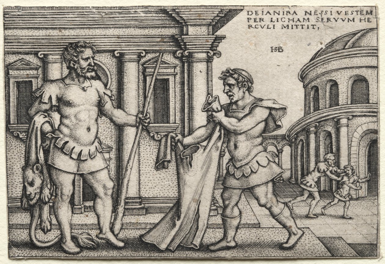 Hercules ontvangt het gewaad doordrenkt met bloed van Nessus, 1542. door Hans Sebald Beham