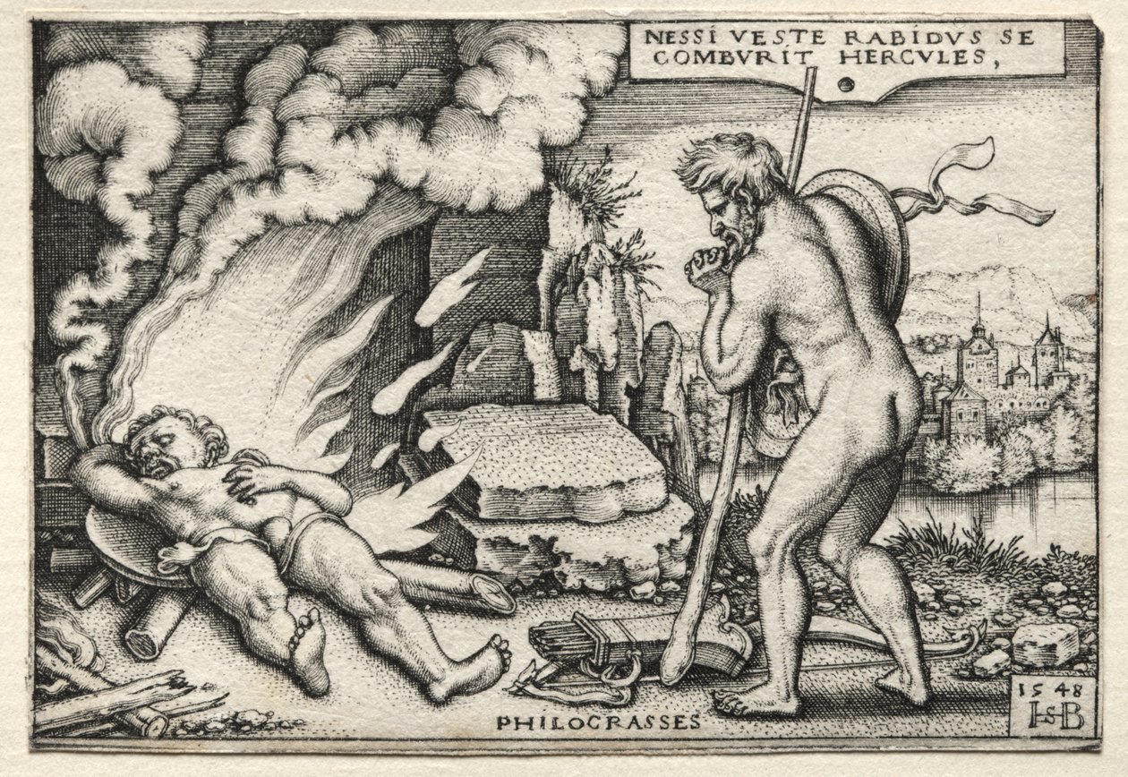 De werken van Hercules: Hercules op zijn brandstapel door Hans Sebald Beham