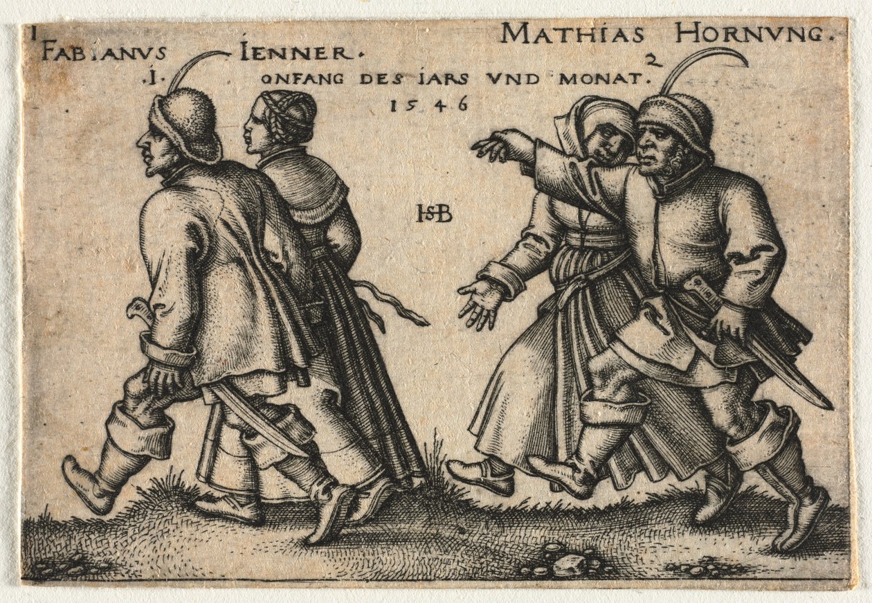 De Boerenbruiloft of de Twaalf Maanden, 1546 door Hans Sebald Beham
