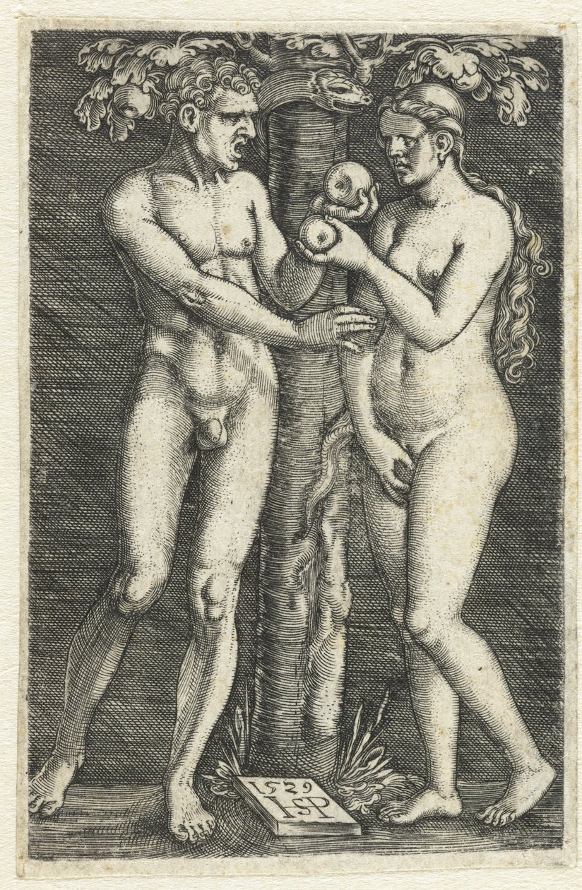 Verzoeking van Adam en Eva in het paradijs door Hans Sebald Beham