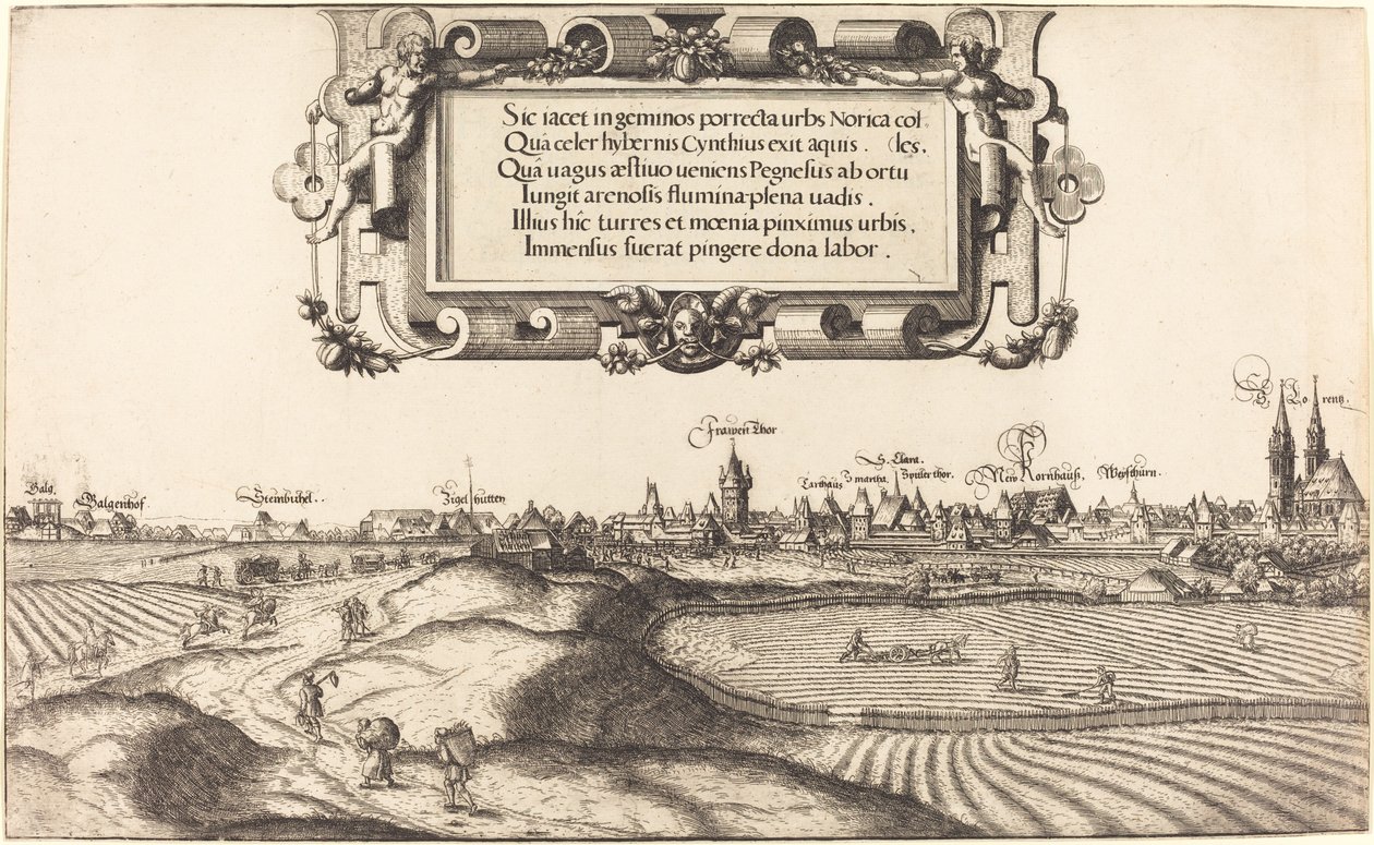 Uitzicht op Neurenberg vanuit het oosten [linker gedeelte], 1552 door Hans Sebald Lautensack