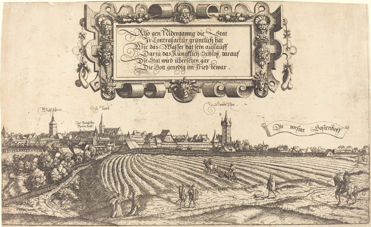 Uitzicht op Neurenberg vanuit het Westen (rechter gedeelte) door Hans Sebald Lautensack
