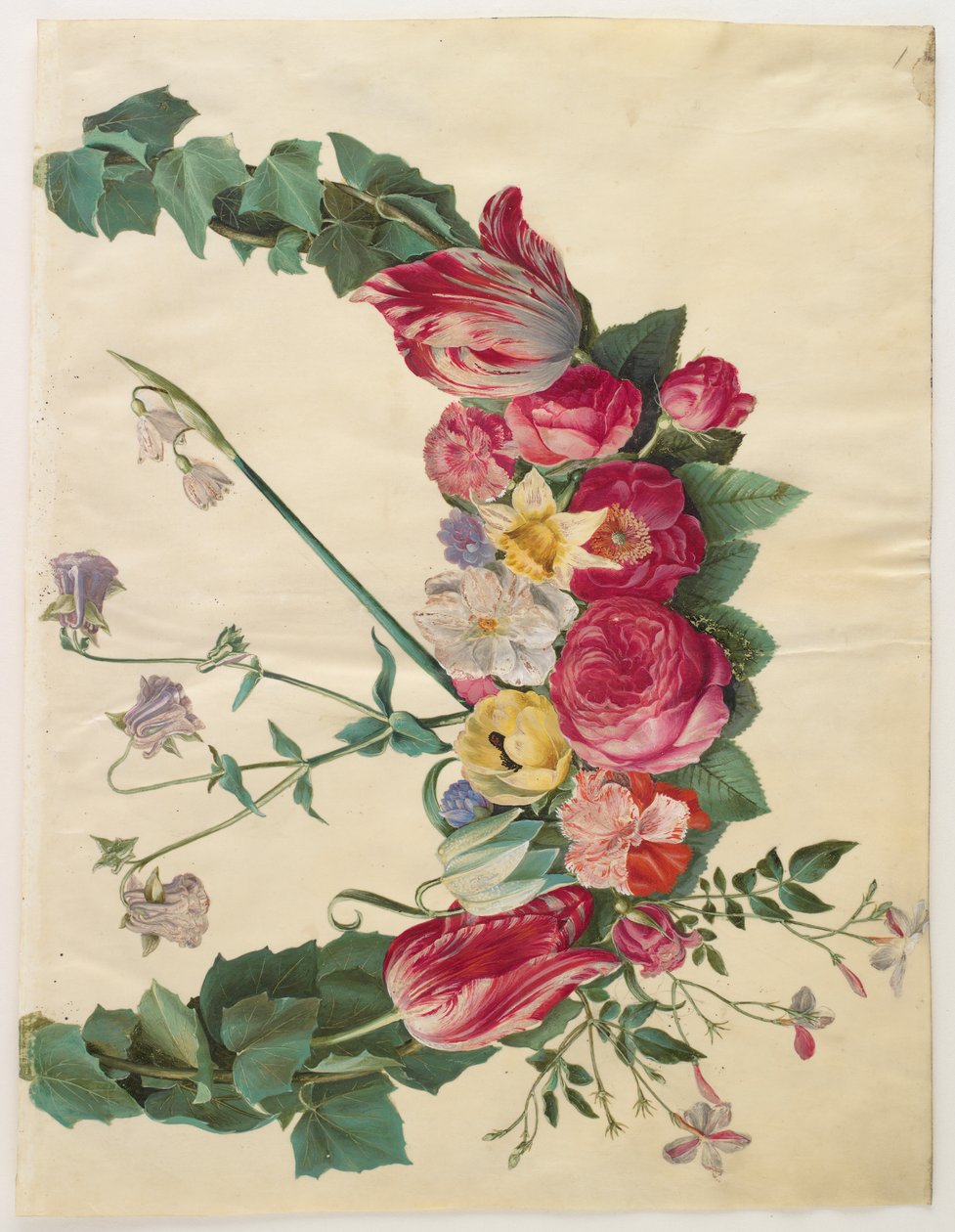 Bloemenguirlande uit het album Gottorfer Codex, ca. 1650 door Hans Simon Holtzbecher