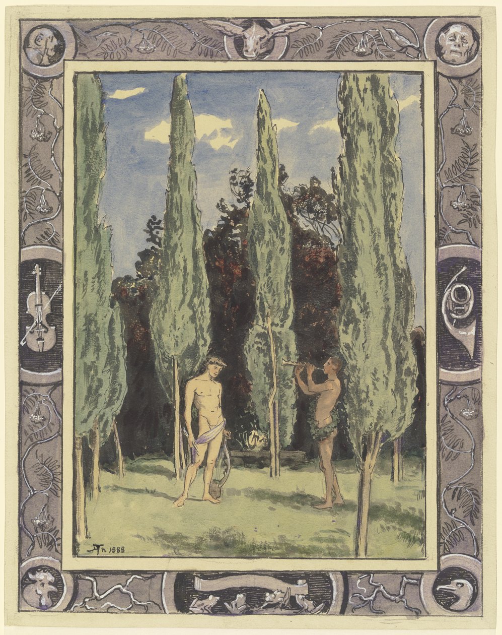 Apollo en Marsyas door Hans Thoma