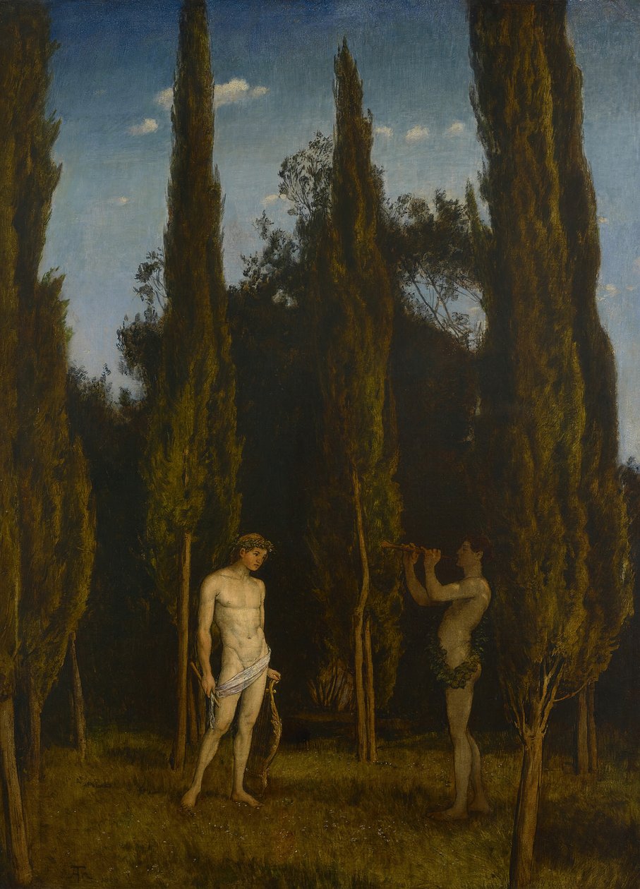 Apollo en Marsyas, 1888 door Hans Thoma