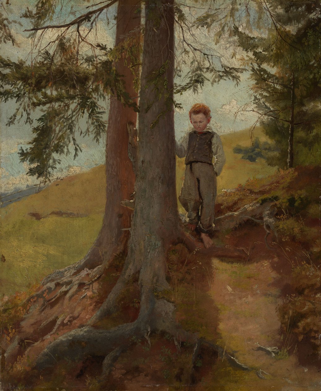 Boerenjongen aan de rand van het bos door Hans Thoma